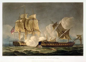 Capture of La Forte, 28. februar 1799, gravert av Thomas Sutherland for J. Jenkins 